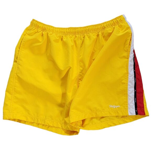 Vtg Tommy Hilfiger Trunks Swim Shorts XXL 2XL Yellow Mesh Lining Drawstring 2001 - Picture 2 of 8